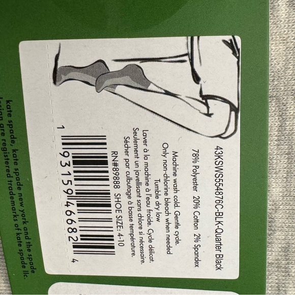 Kate Spade Black Socks with White Bow Design - Picture 4 of 7